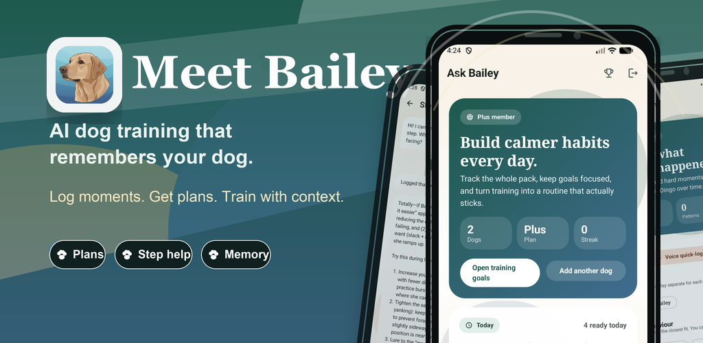 Ask Bailey AI dog trainer app feature graphic